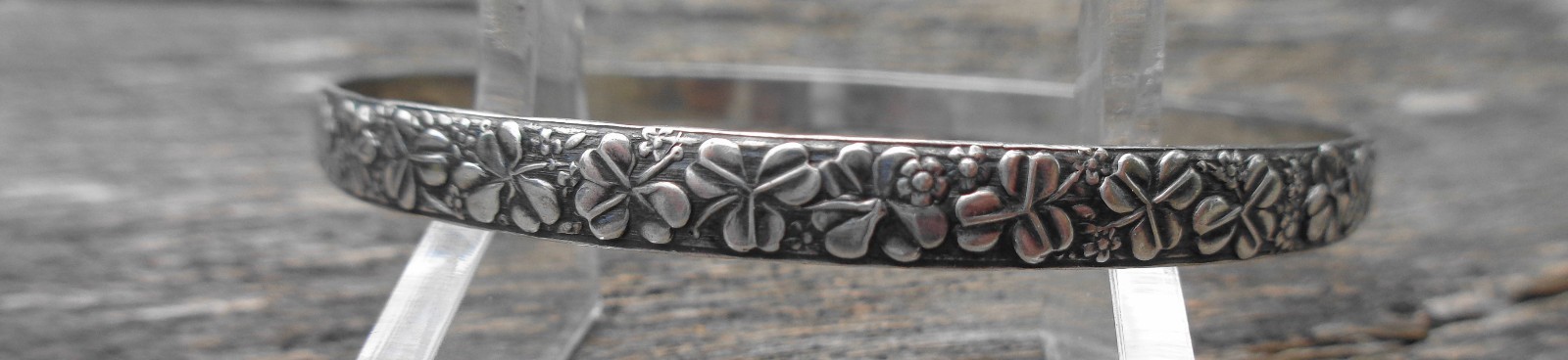 Vintage Modernist Denmark Neils Erik From 925 S Floral Bangle Bracelet