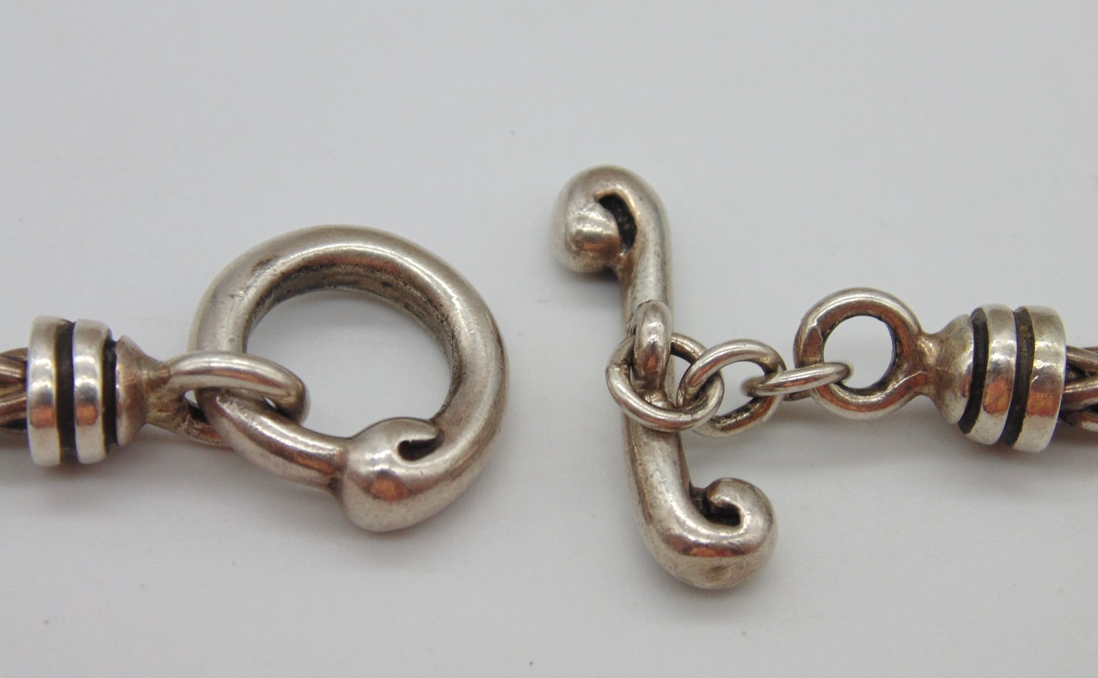 Vintage 33Gm ~ WAVY TOGGLE WHEAT CHAIN NECKLACE ~ 925 STERLING SILVER Tested 17″