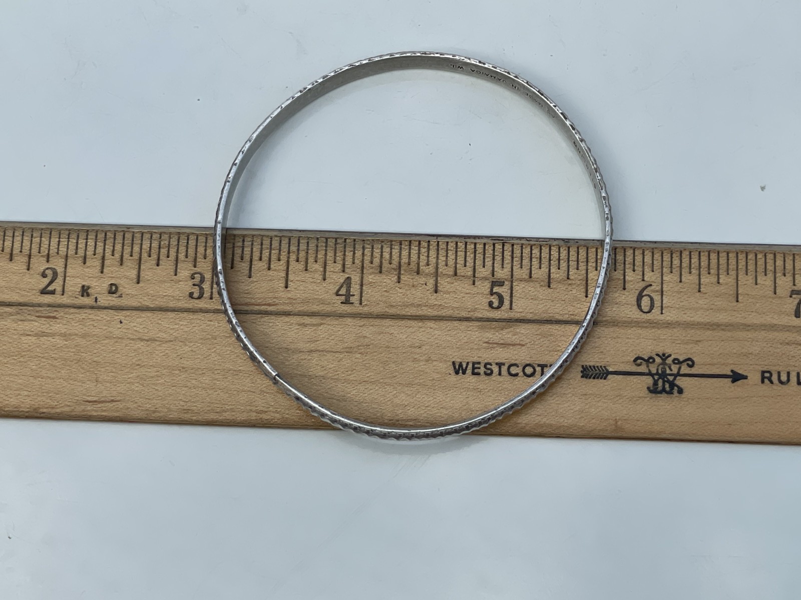 Vintage Jamaica AC 925 Sterling Silver Ribbed Bangle Bracelet 13 Grams 8″