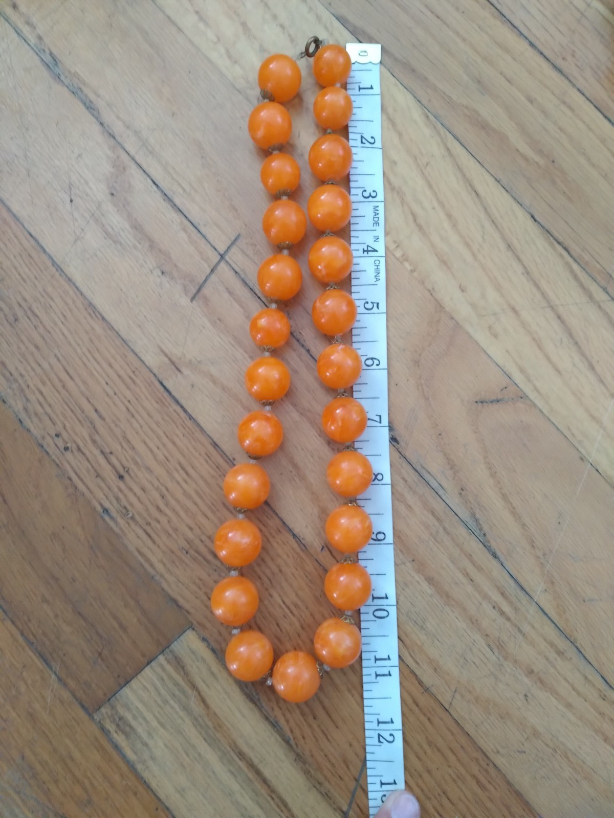 Vintage Orange Lucite Chucky Round Statement Necklace 22 Inches