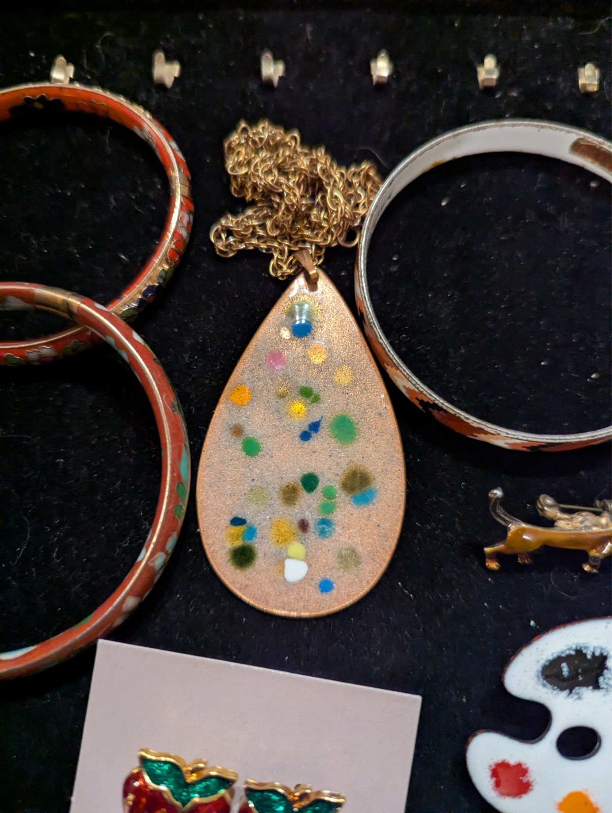 Vtg Enamel & Cloisonne Jewelry Lot 16 pieces Pansies!