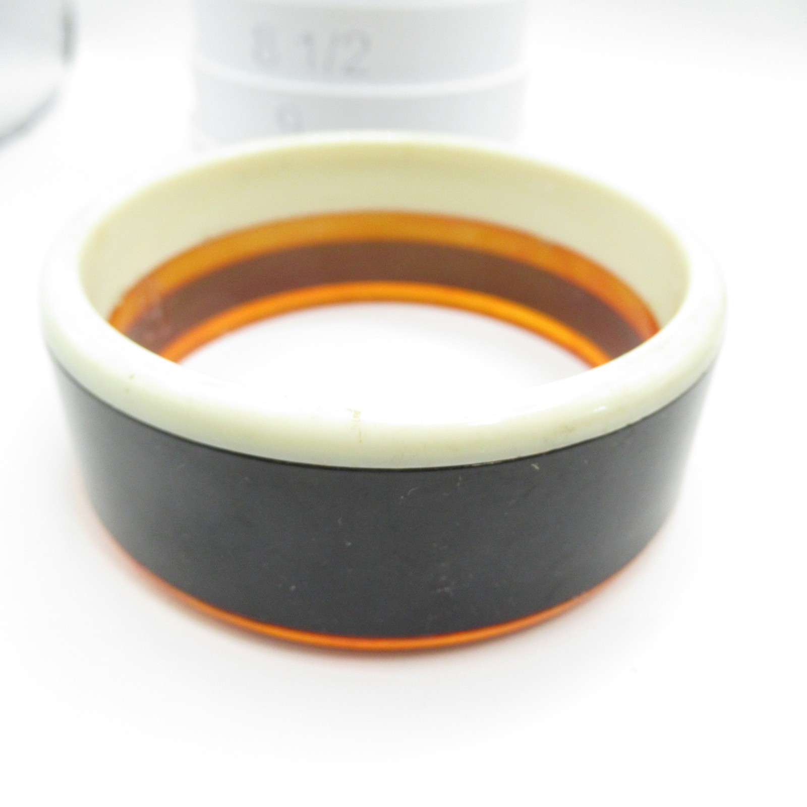 Plastic Faux Tortoise White Brown Plastic Bangle Bracelet 7.5