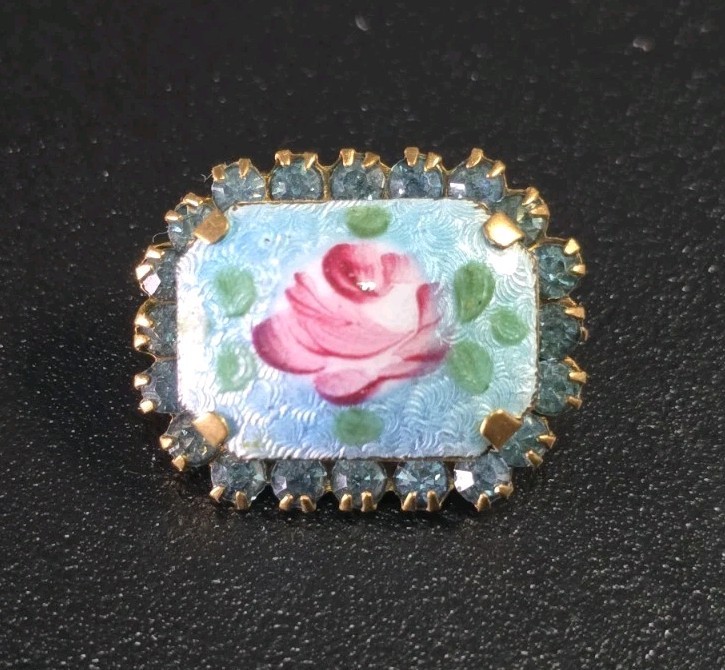 Antique Art Deco Czech Glass & Porcelain Brooch