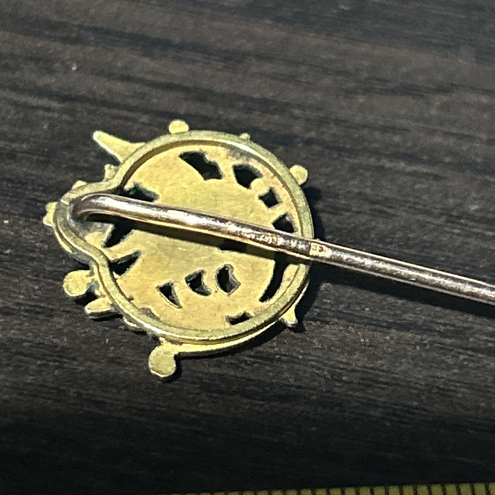 c1900s Stick Hat Lapel Pin Dragon Serpent Chimera Gold Fill French Stamp