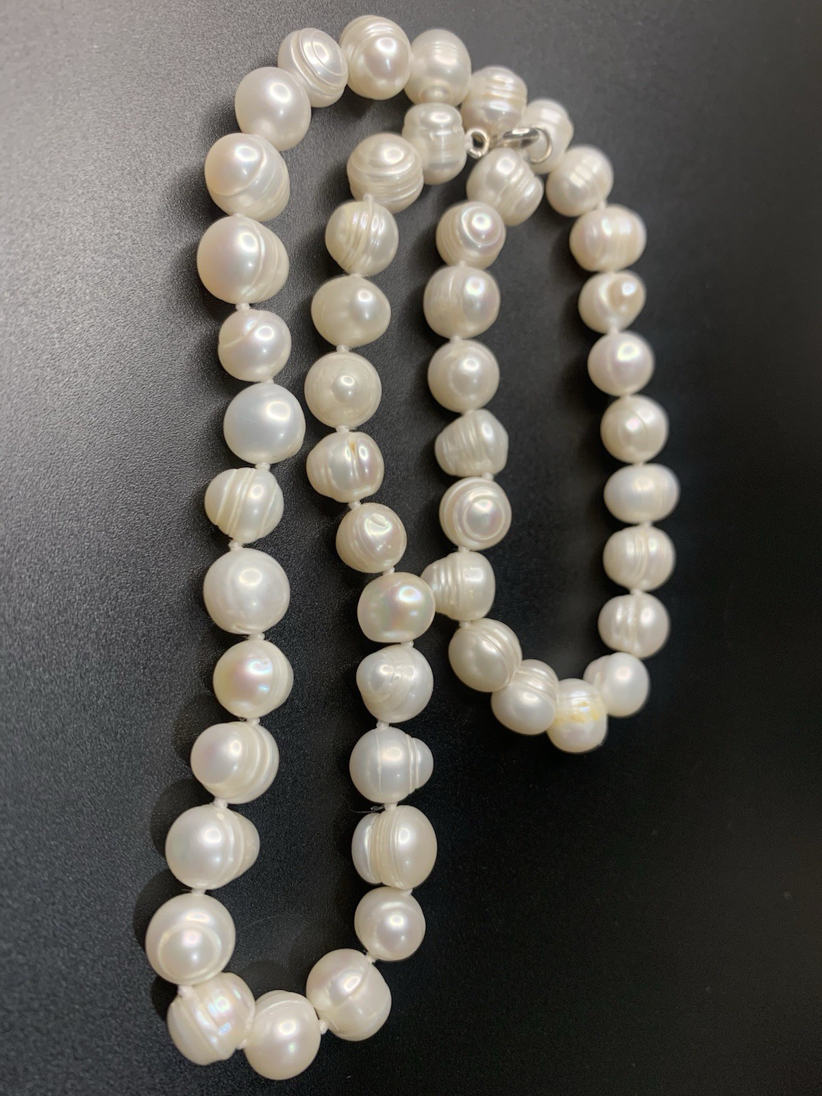 VTG Genuine Natural Freshwater Pearl 925 Sterling Silver Clasp Necklace 45cm