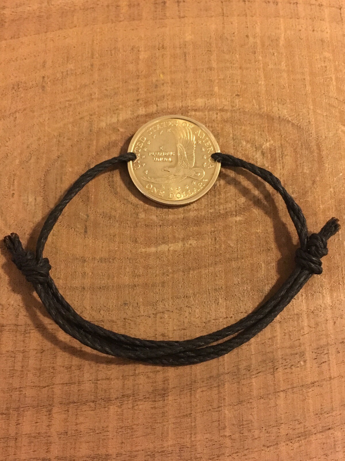 Adjustable Sacagawea Indian Eagle Dollar Coin Jewelry BRACELET-Antique! Hemp-