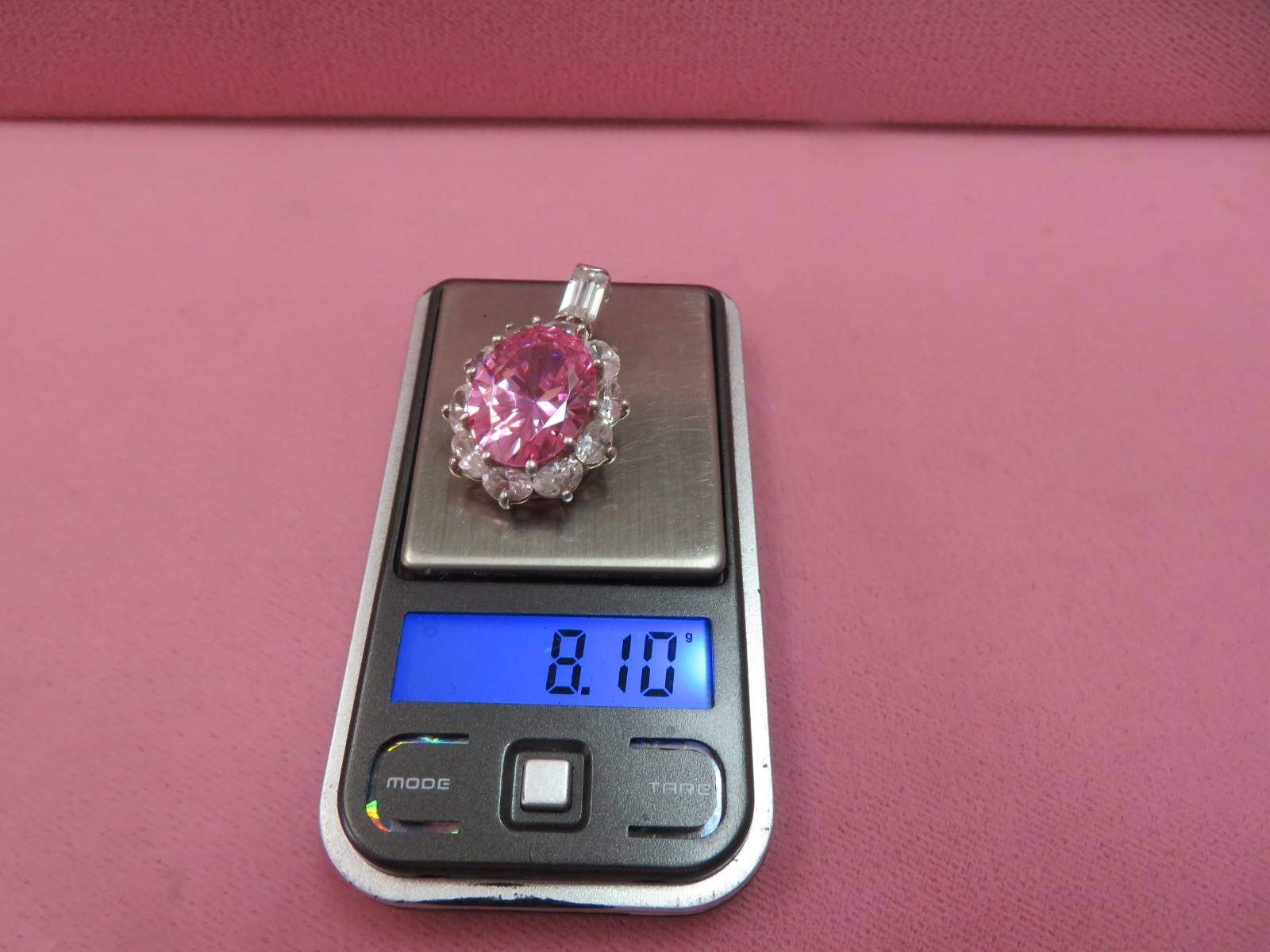 Vtg PAJ 925 Sterling Silver Pink White CZ Pendant 8.1 Grams with Openable Bail