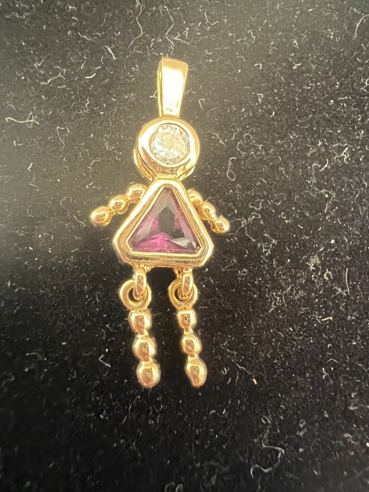 Gold Tone 925 Silver February Birthstone Girl Child Pendant Charm Purple