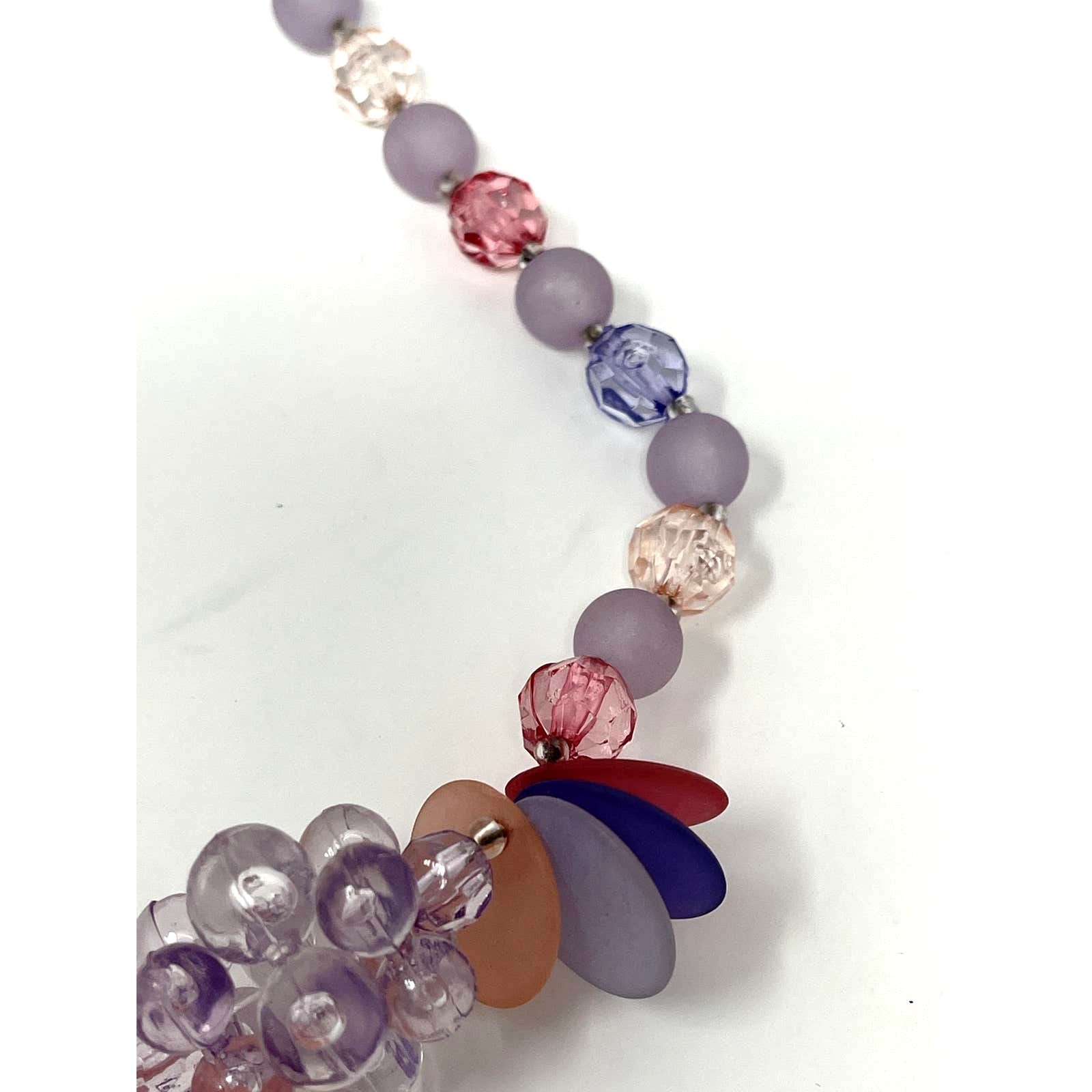 1980s Vintage Acrylic Crystal Colorful Leaf & Fruit Necklace & Earrings Suite