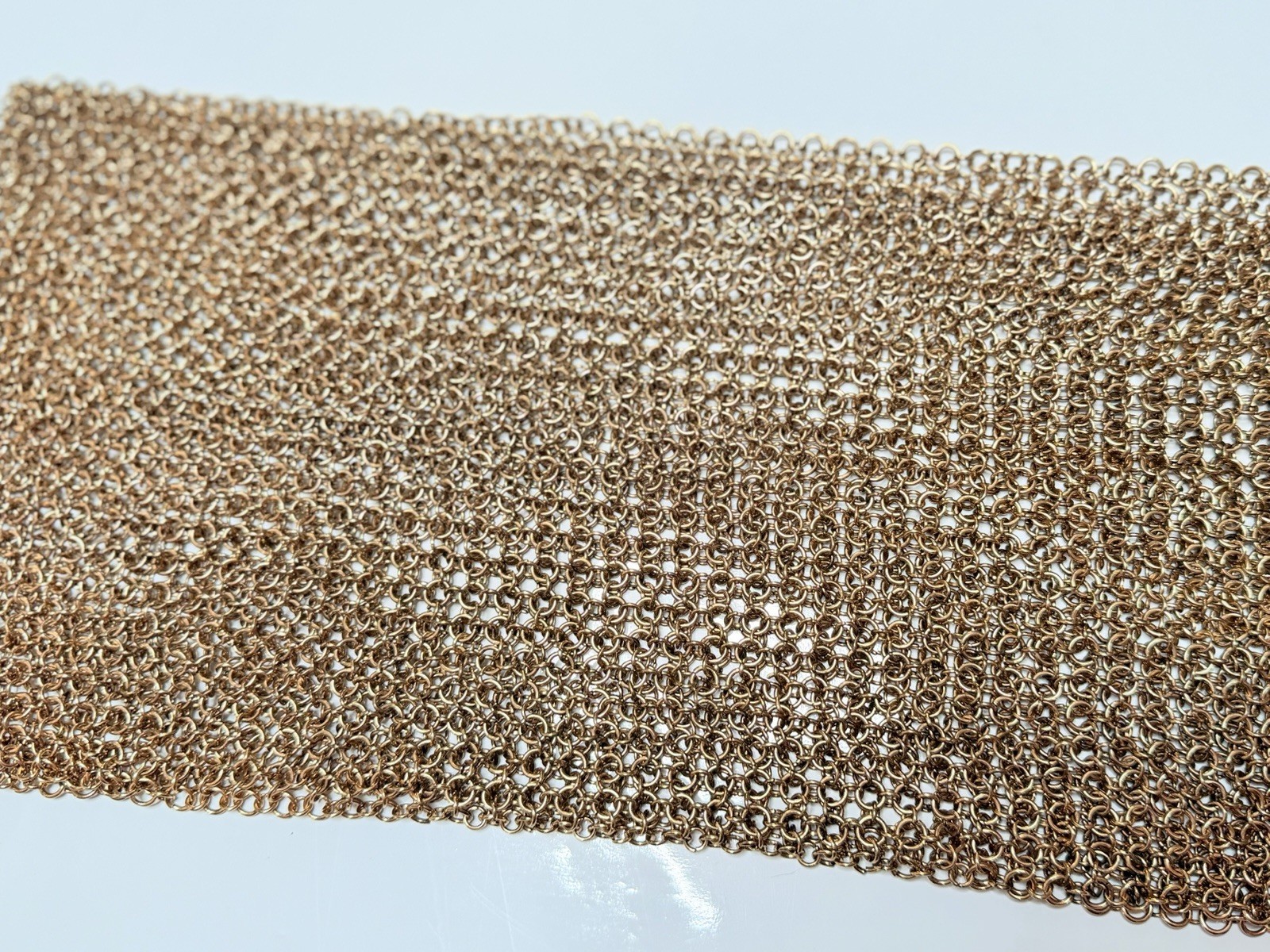 MESH CHAIN SCARF NECKLACE Heavy Metal Gold Tone Glam Chainmail Mesh Jewellery