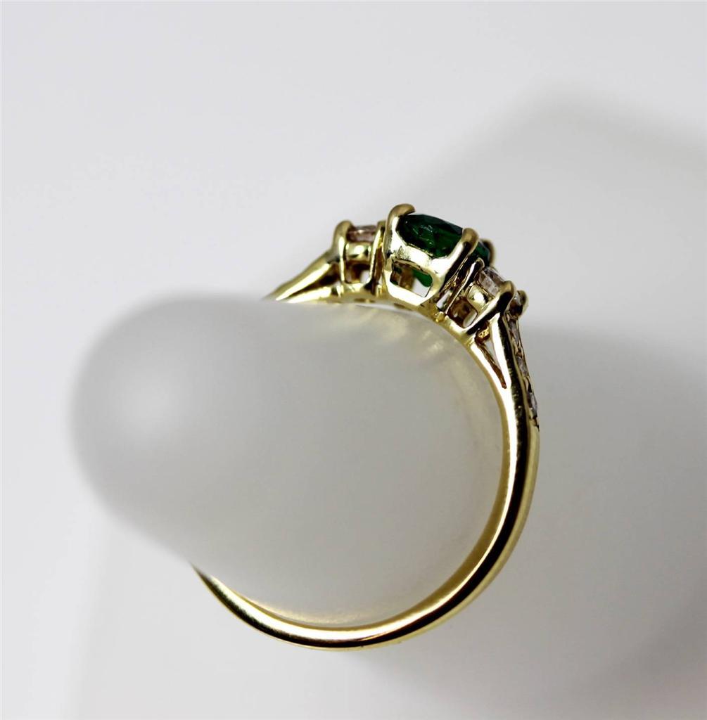 18K Yellow Gold 1/2ct Vivid Green Natural Emerald .35ctw Diamond Ring 6.5 – 5260