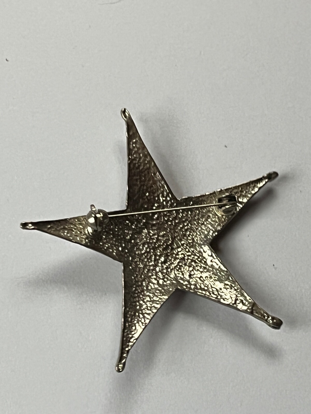 Vintage Large Etched Star w Pinched Ends Brooch Pin – 2 and 3/8th’s inches in