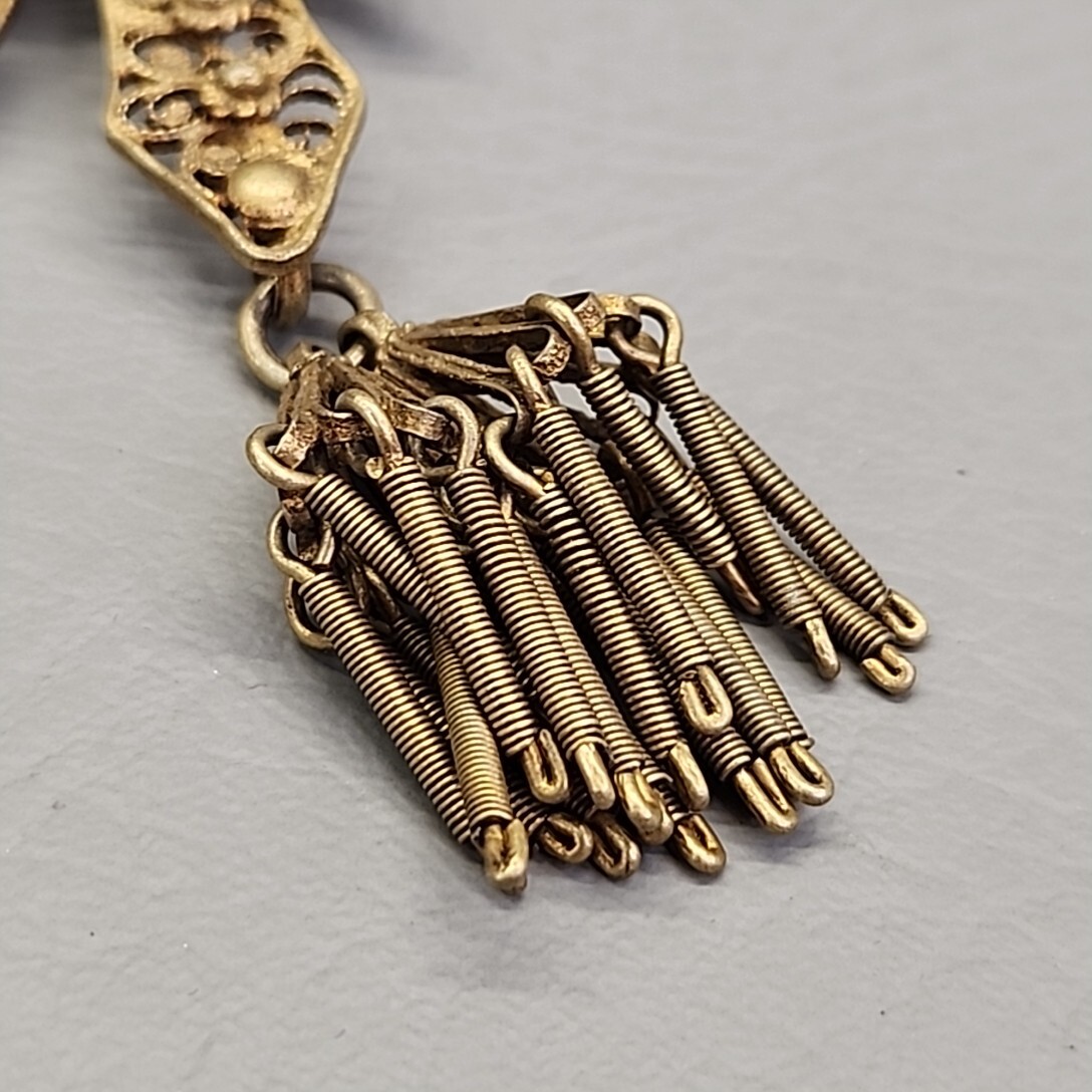 Vintage Eagle Brooch Gold Filled Filigree Tassel C Clasp Artisan Antique 3.5″
