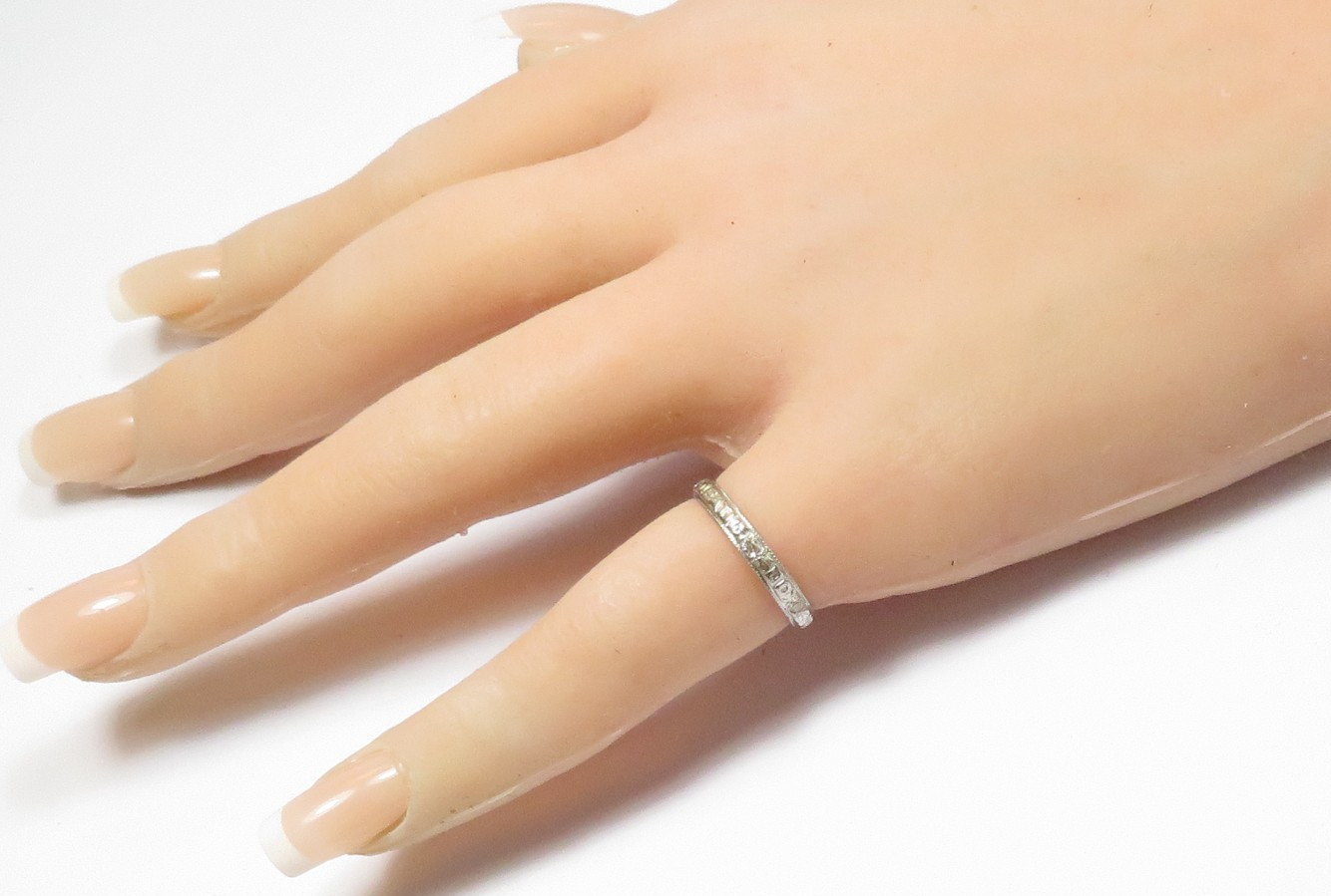 Rare Antique Platinum Diamond Vow Ring “Until Death Do Us Part” Size 5.5 UK-K1/2
