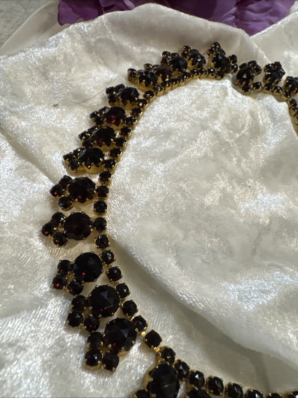 vintage gilt metal garnet necklace