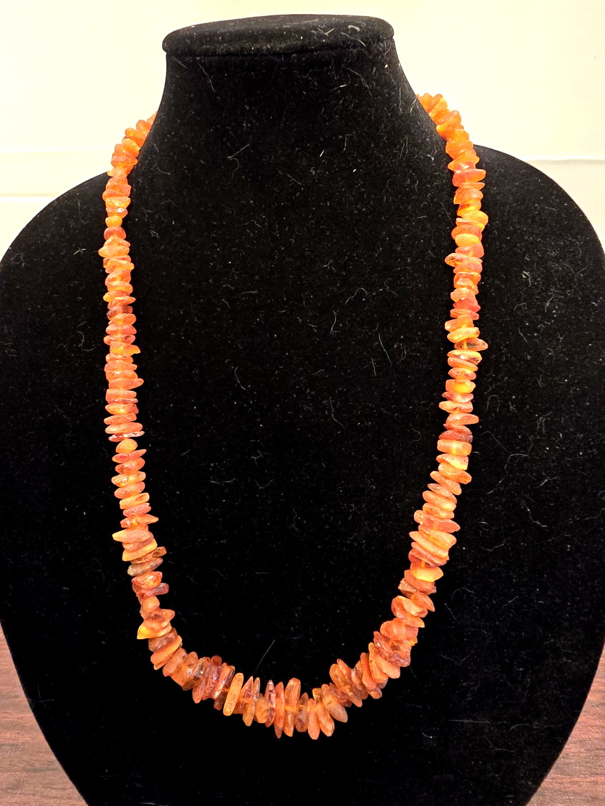 Vintage Genuine Baltic Amber Chip Bead Necklace 44g-Warm Honey Cognac 26″