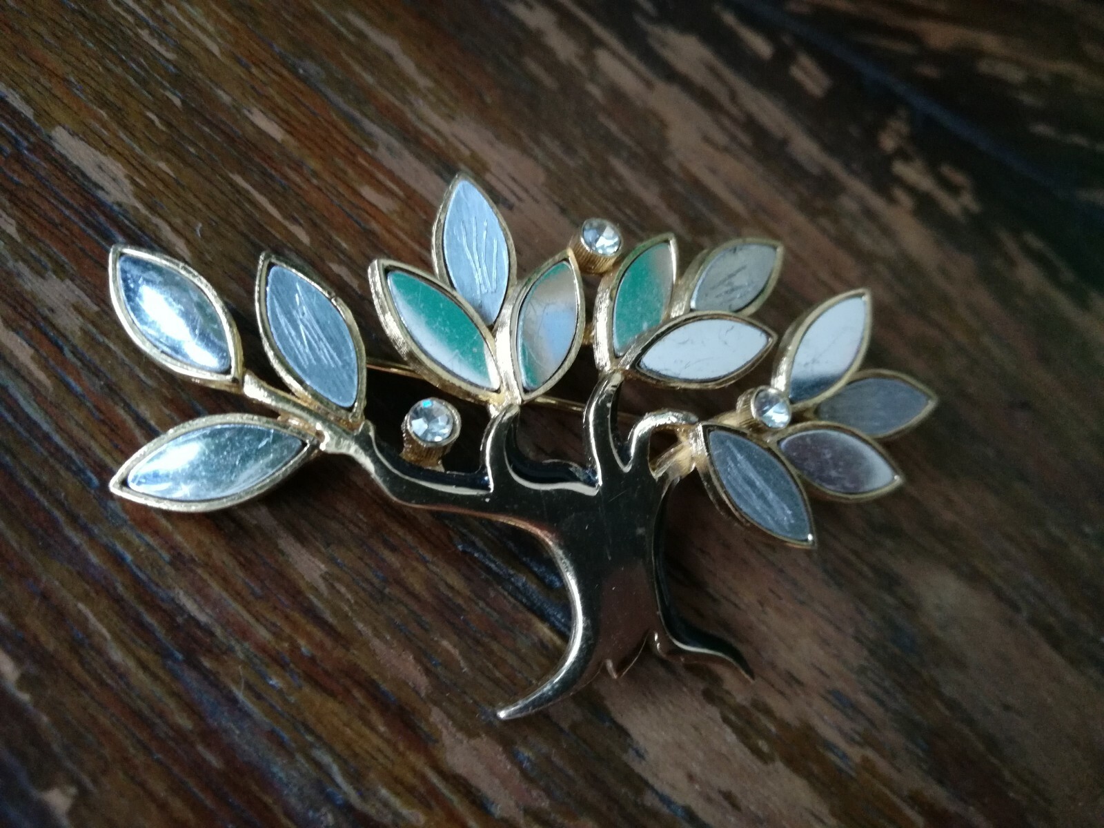Vintage Orena Paris Tree of Life Gold Tone Brooch Pin Trombone clasp