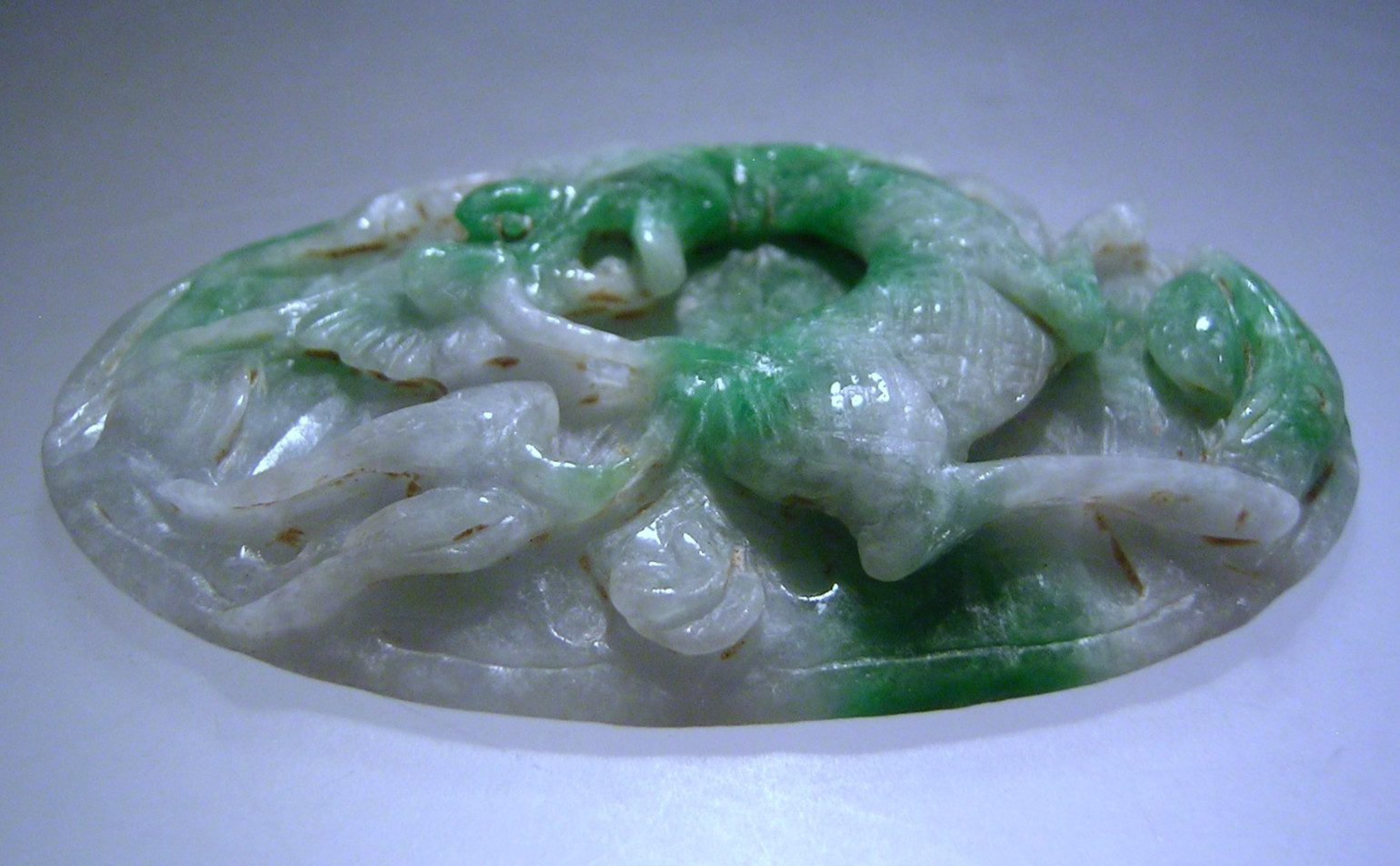 Vtg Chinese Jadeite Pendant Carved Natural Variegated Stone Longma Dragon Horse