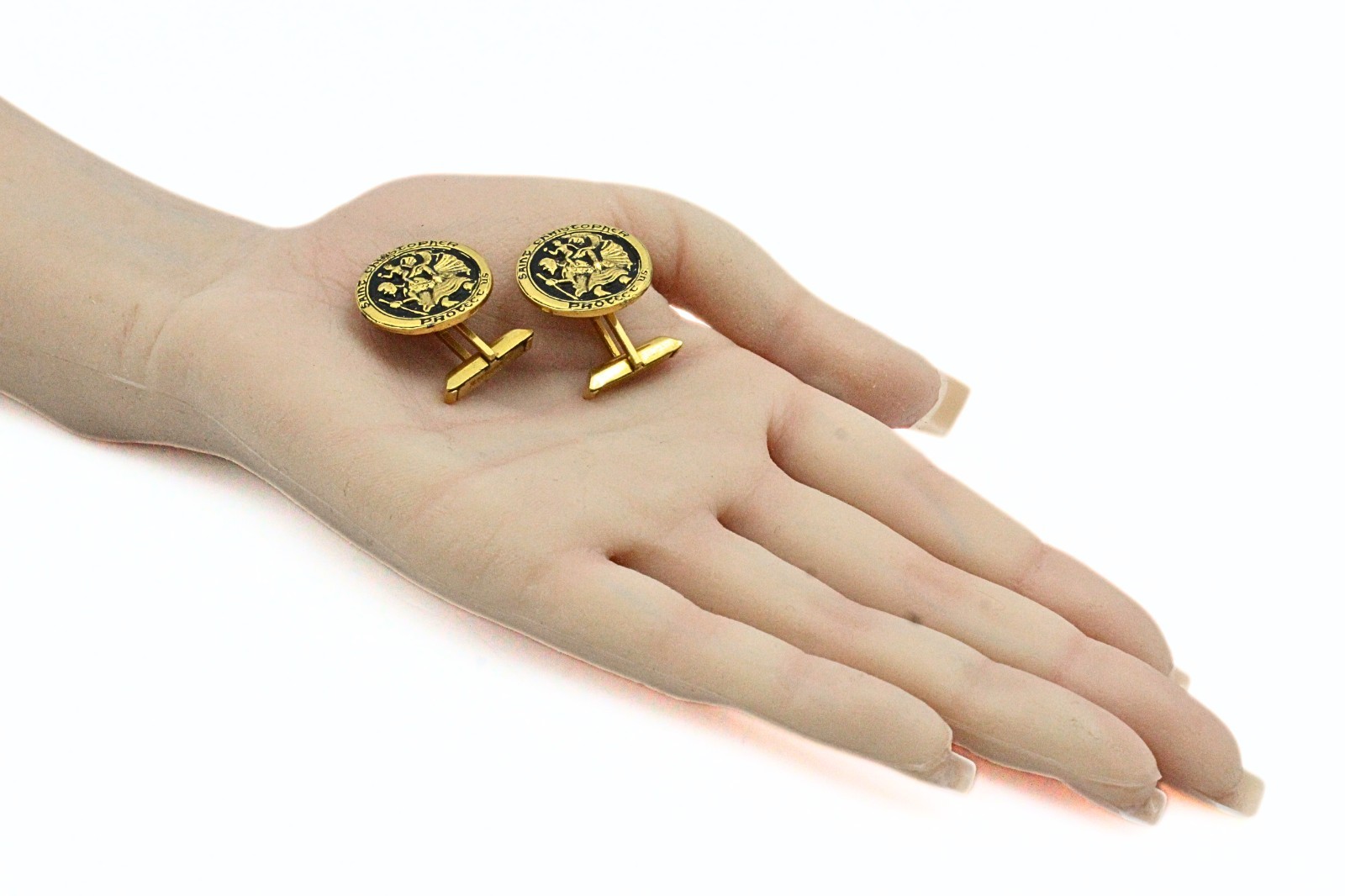 Amazing St. Christopher Embossed Gold Plated Formal Cufflinks