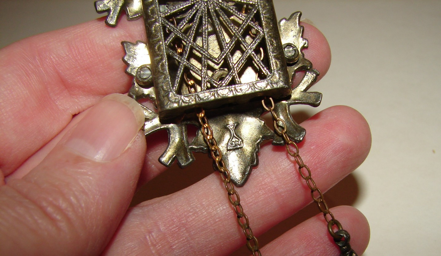 Vintage New England Glass Works Articulated Cuckoo Clock Brooch READ