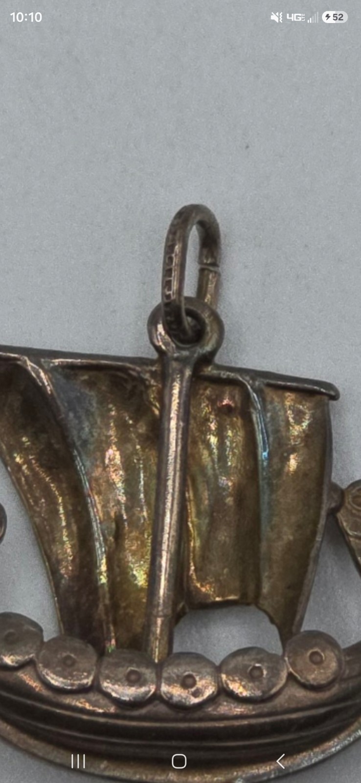VTG Viking Ship Pendant Silver Dragon Boat Norse Nautical Unmarked 7g 1″ READ