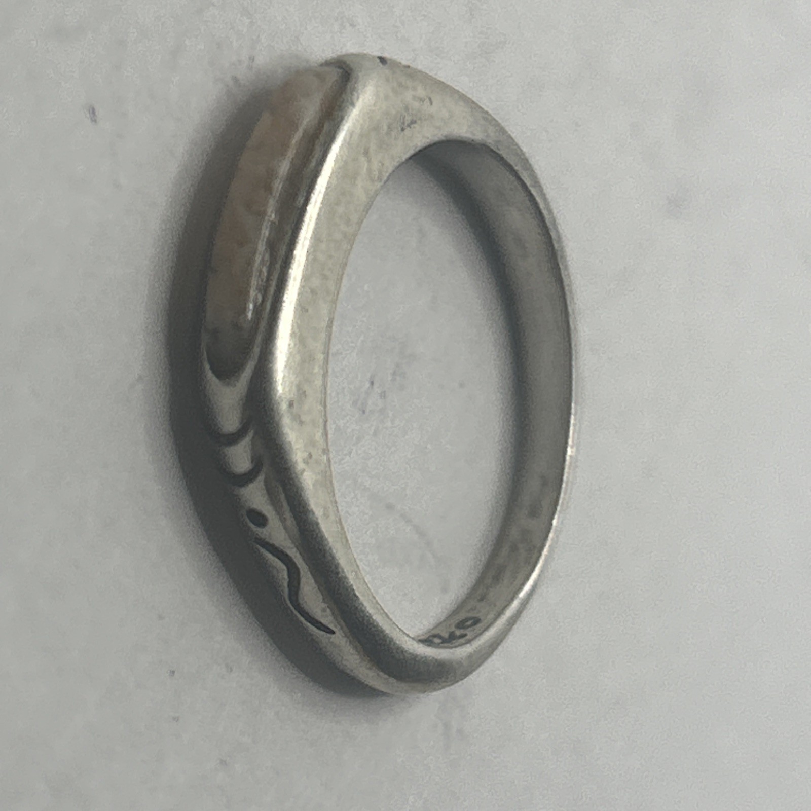 Carolyn POLLACK 925 Sterling Silver crushed pearl Stacking Band Ring Size 6