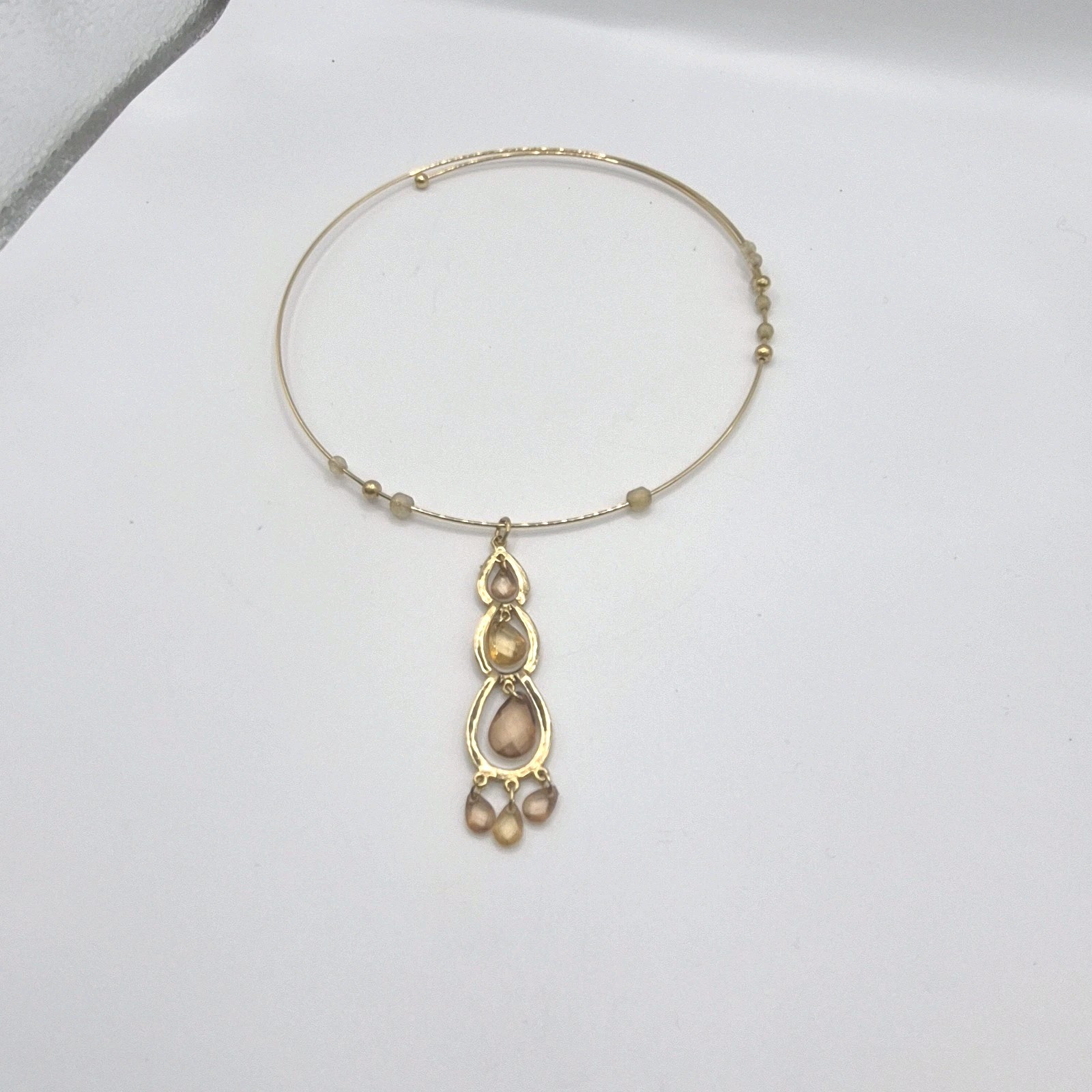 Vtg Style Rigged Choker With Multi Tear Drop Pendant Gold Tone