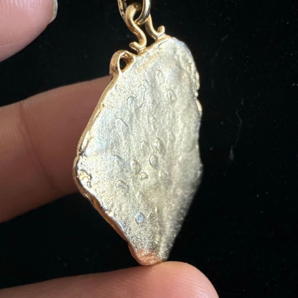 Vintage Gold Plated Pendant Necklace Mixed Metal Art Deco Style 18 Inch