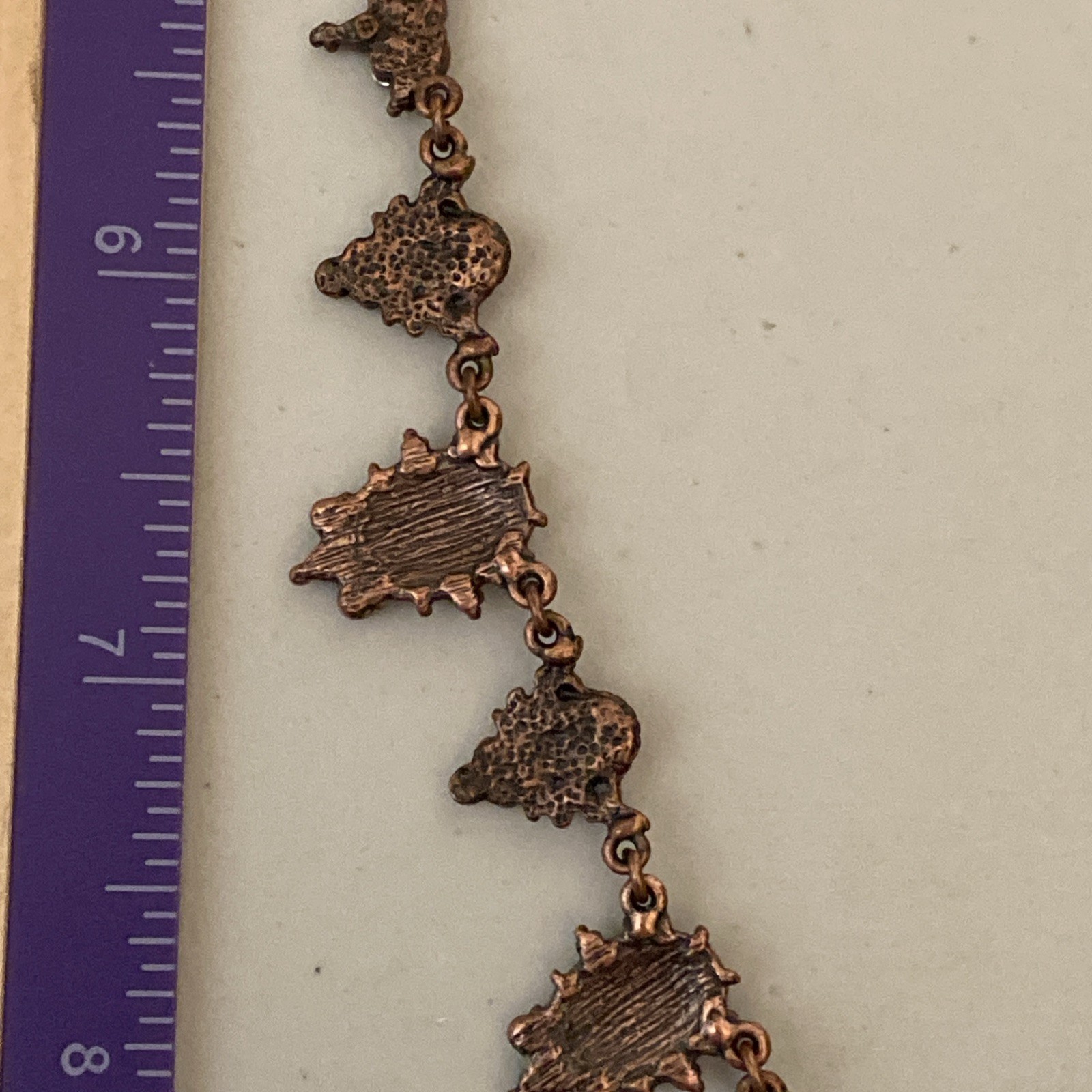 Copper Toned Vintage Necklace topaz colored stones