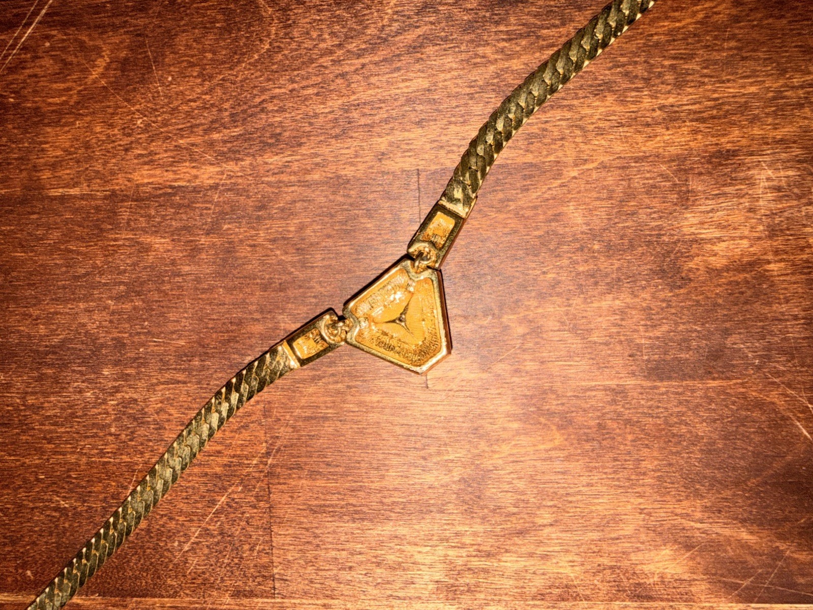 Vintage Christian Dior Blue Crystal Geometric Statement Necklace Gold 17-19”