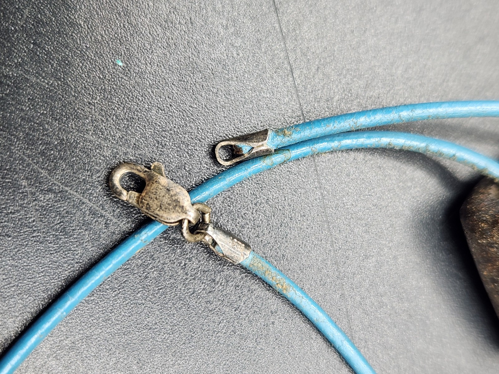 Boulder Opal Pendant Blue Cord Necklace