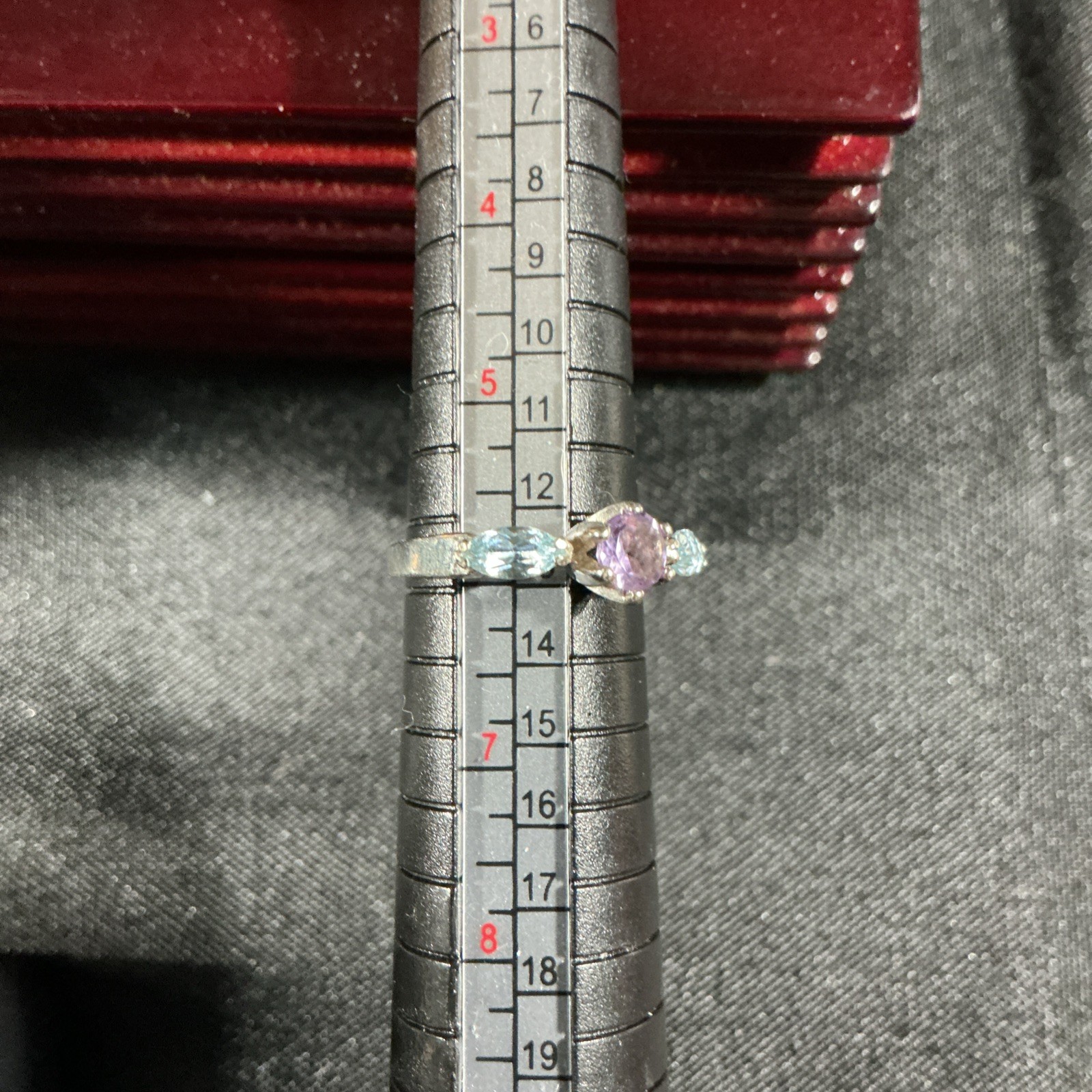 Vintage Amethyst And Aquamarine Sterling Silver Ring Size 6