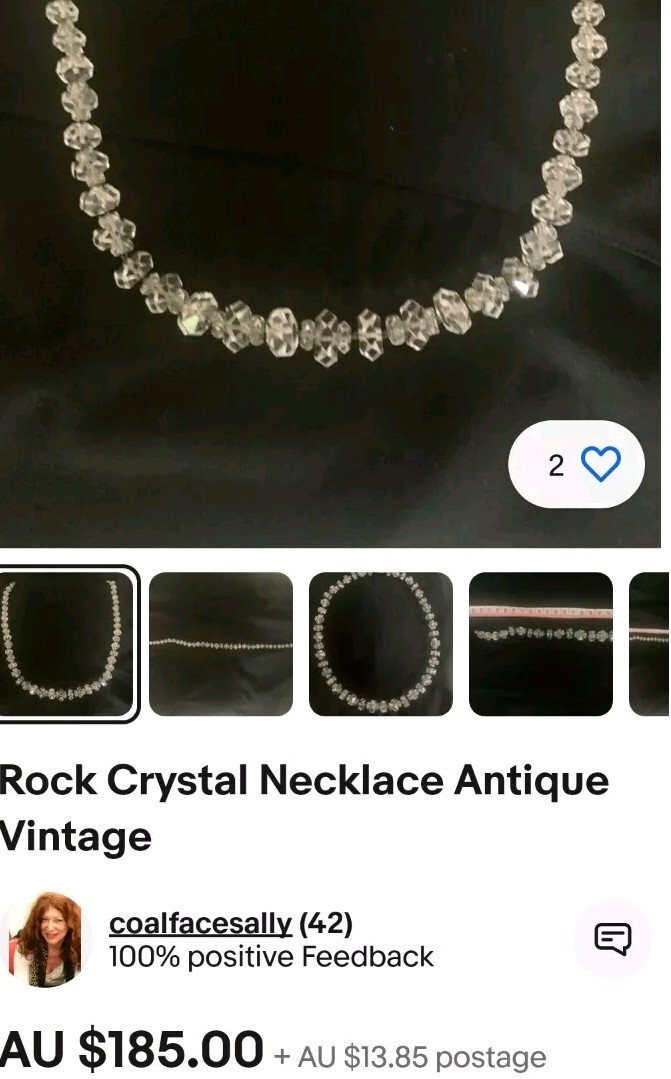Vintage Rare Cut 1930’s Art Deco 45cm Faceted Rock ? Crystal Bead Necklace