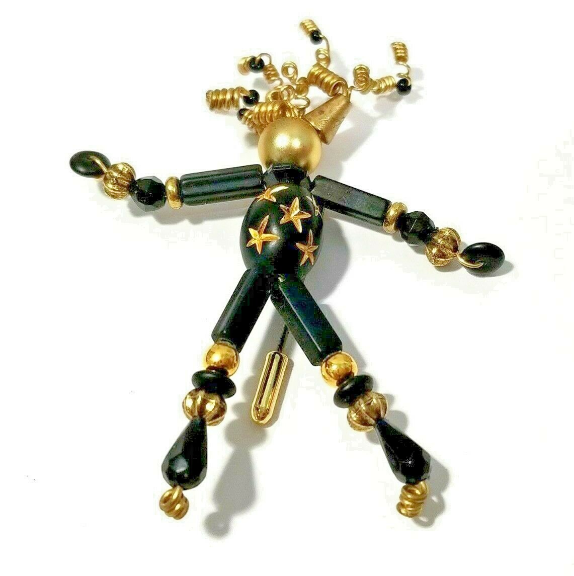Hand Crafted Person Stick Pin Beaded Articulated Cute
