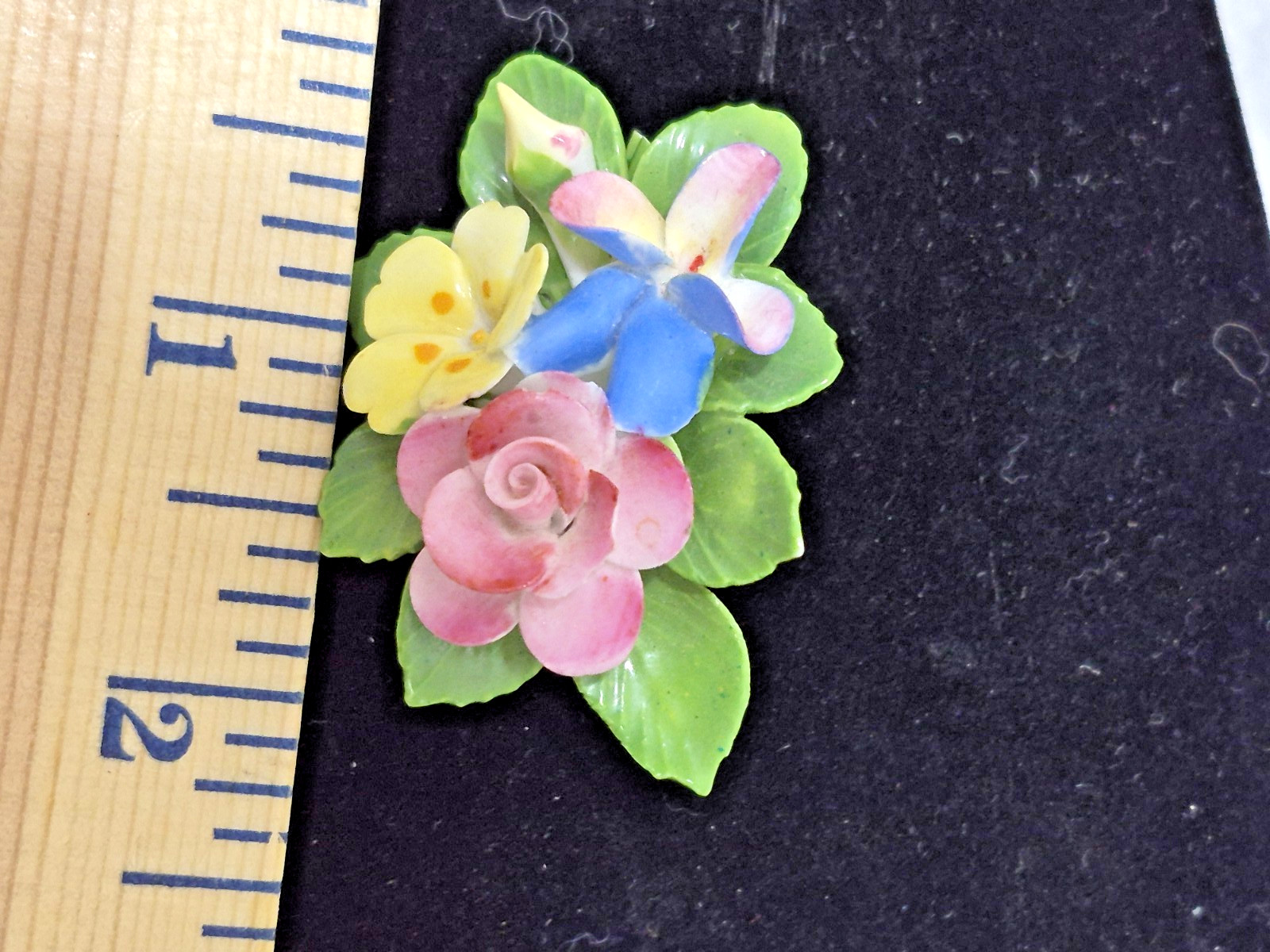 Cara China England Bone China Floral Brooch Pin Hand Painted Roses Vintage