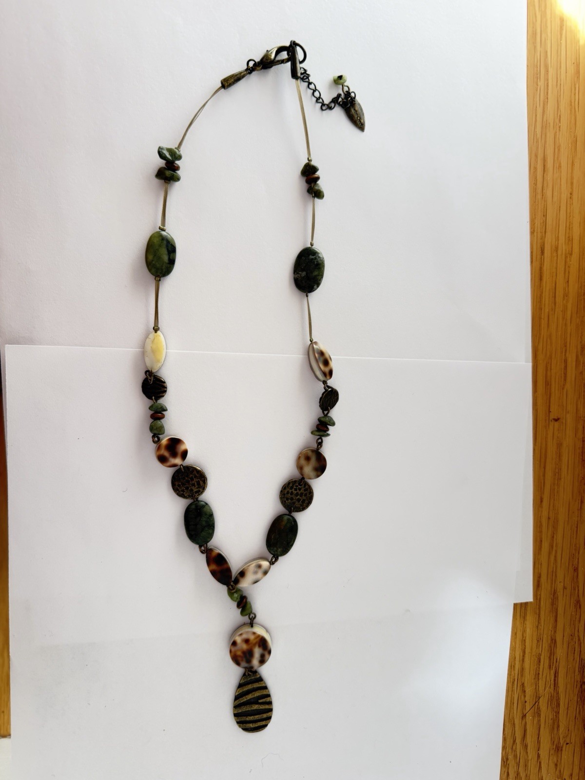 Vintage Coldwater Creek Beaded Genuine Stone & Shell Necklace 18”+2” Ext B6