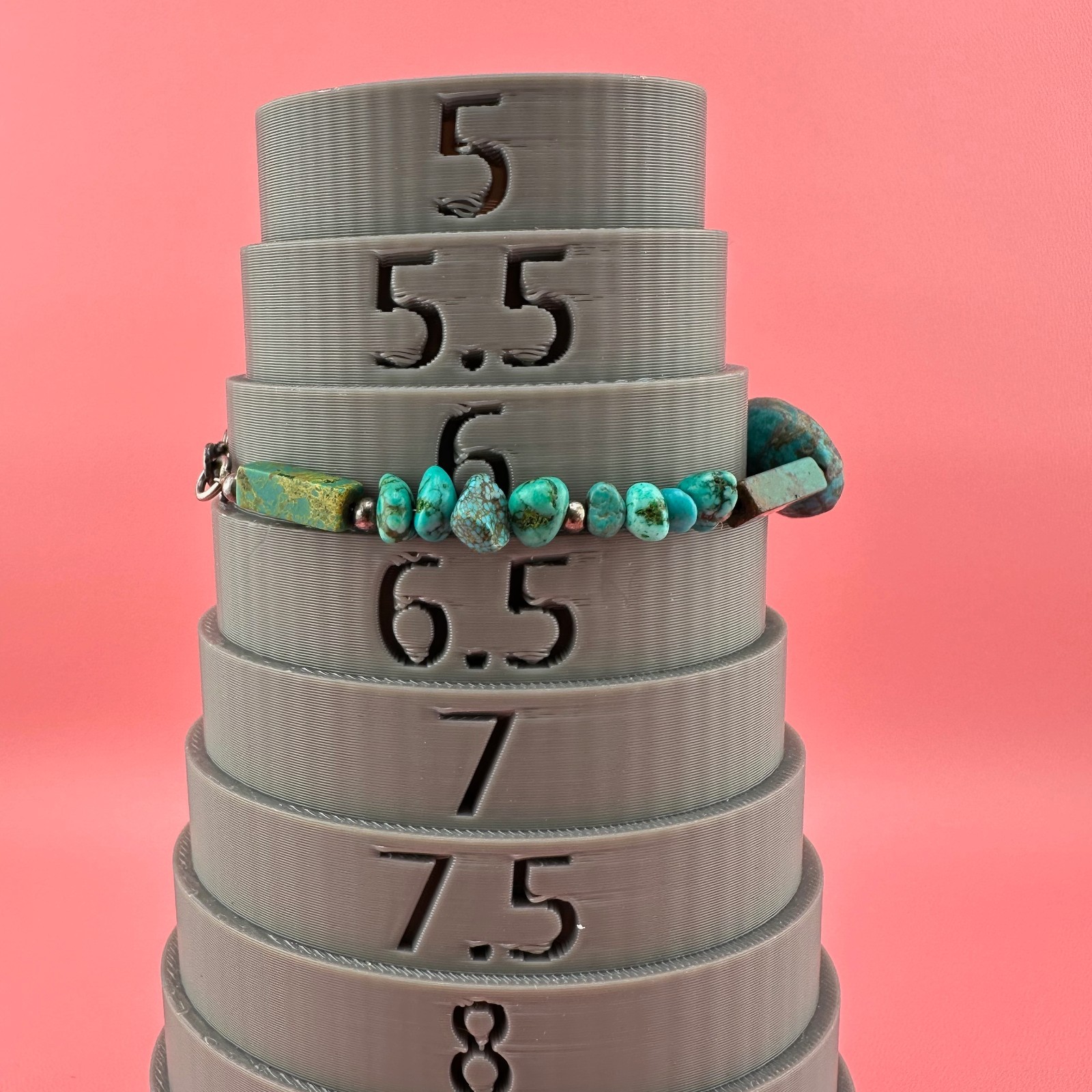 Vintage Turquoise Bead Sterling Silver Bracelet Blue Green South Western 6.25″