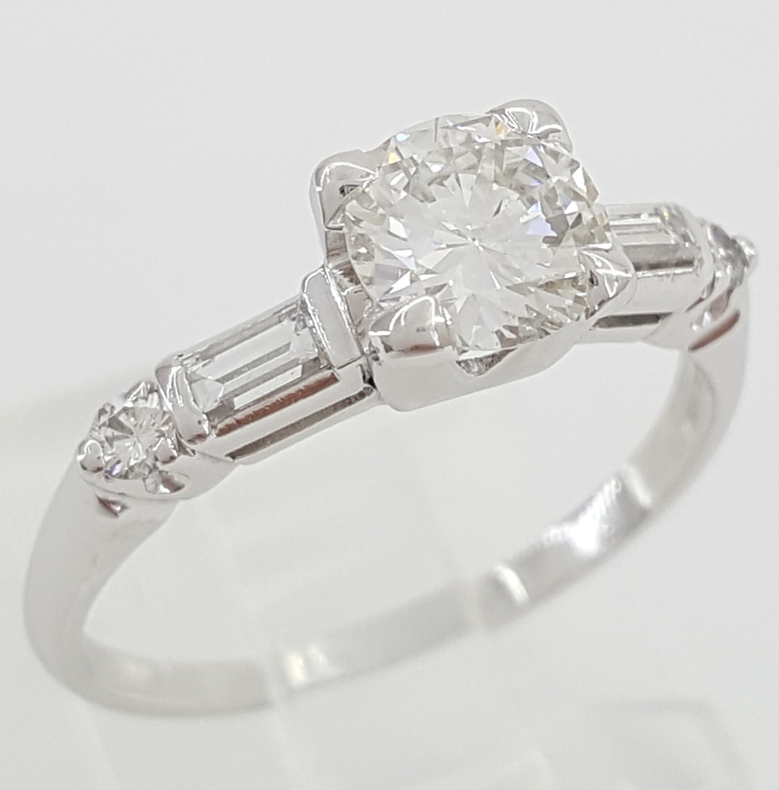 Vintage Old European Cut Diamond Three Stone Engagement Ring Platinum 0.95 ct