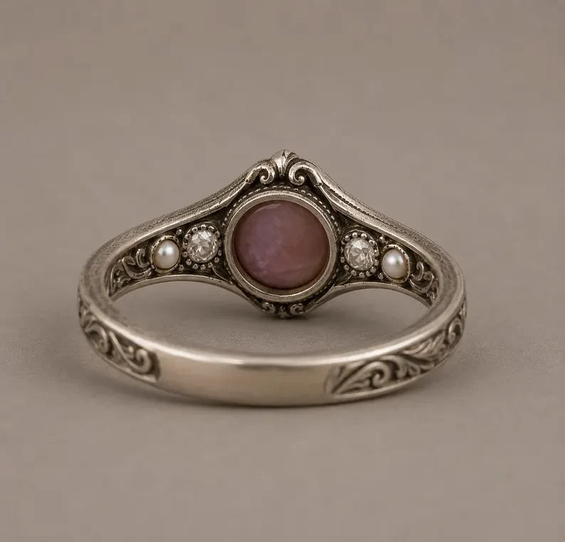 Natural Star Ruby Ring 925 Sterling Silver Vintage Filigree Statement