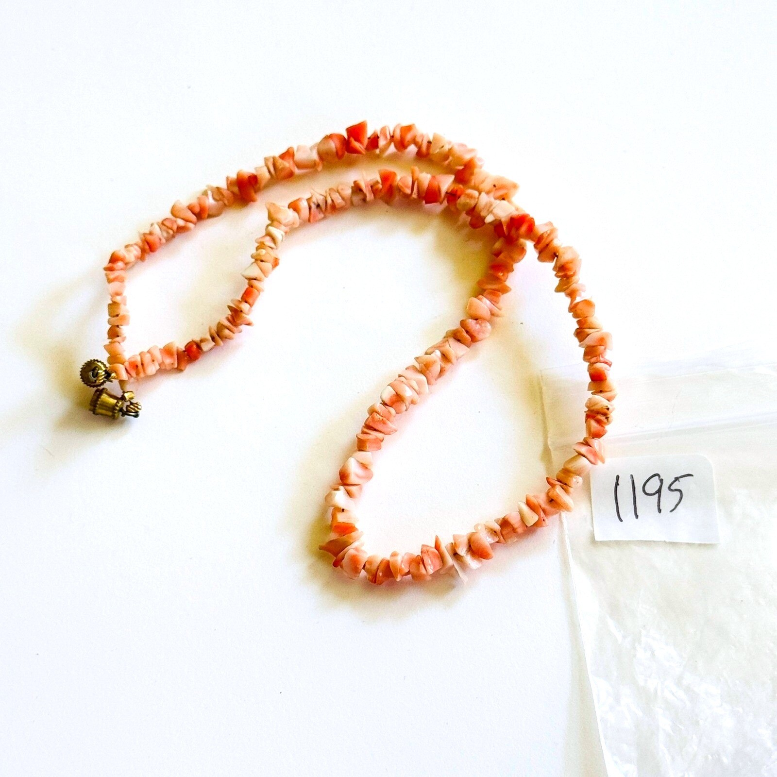 VTG Mediterranean Pink chip Coral Natural Necklace dainty Genuine Italy 17″L