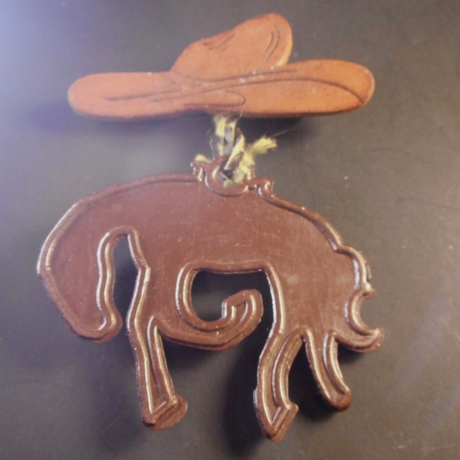 Vtg 2 Horse Brooches One Silvertone w Jockey One wood and Lucite Bucking Bronco