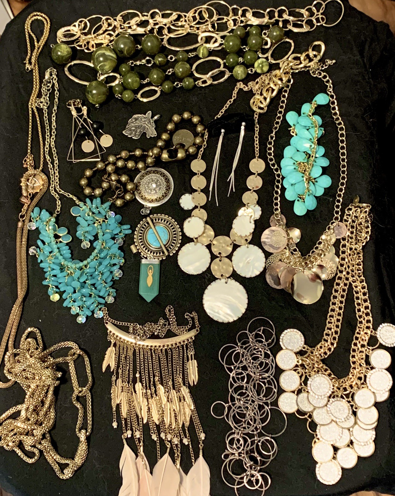 LOT Of 15. Assorted Fashion Necklaces Various Lengths Colors And Styles As Is
