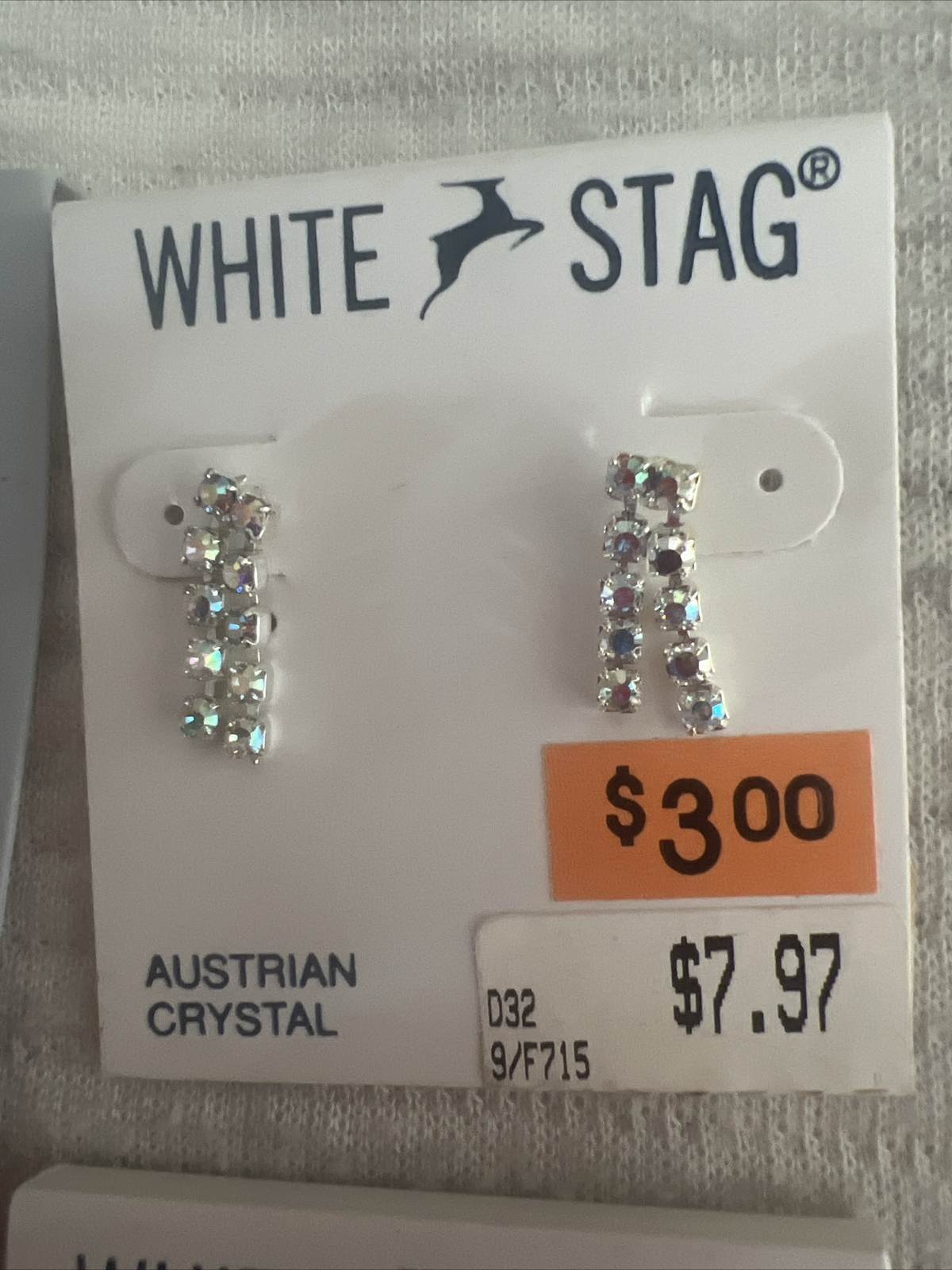 Vintage 90s White stag Earring Lot Wal-mart Pearl Crystal Glass Lot Of 5 Collect
