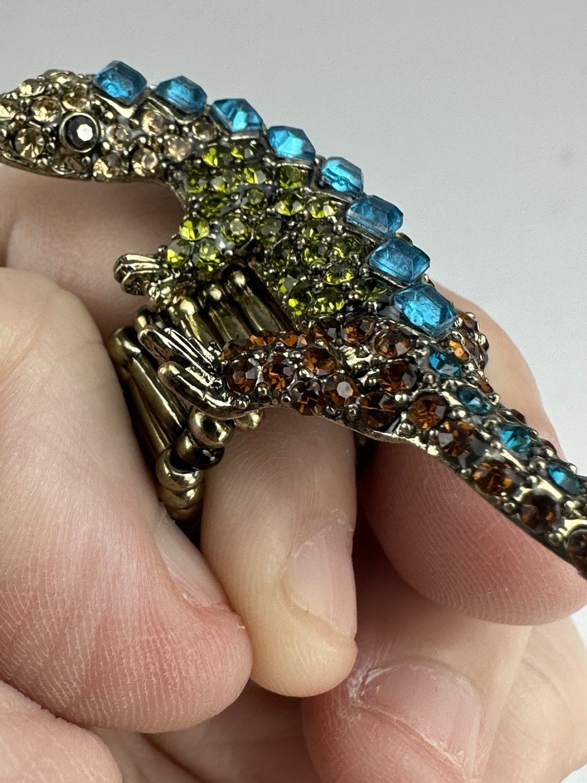 Stretch Band Ring Lizard Gecko Salamander Rhinestones Multicolor OSFA