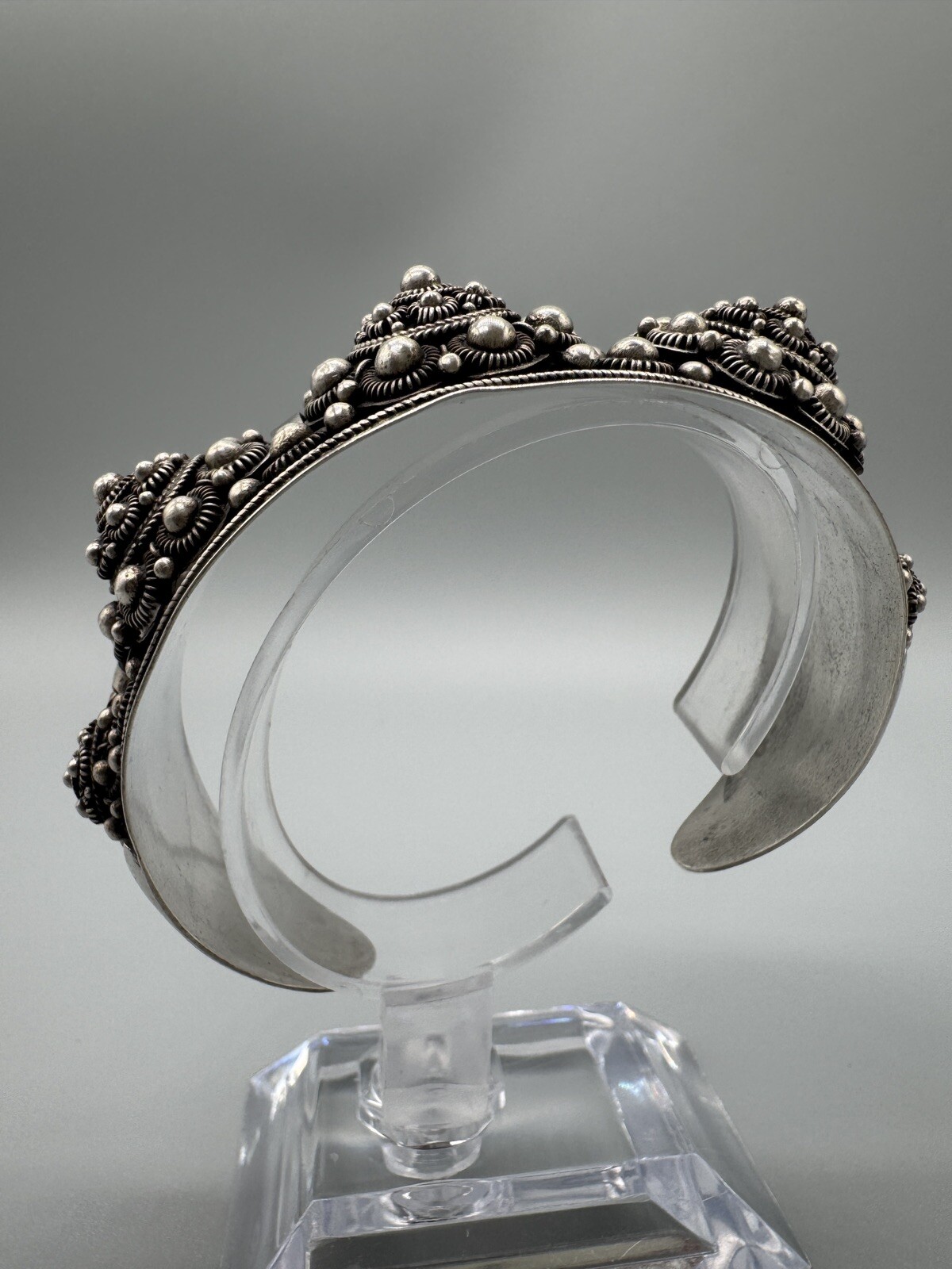 Vintage Antique Signed 980 Silver Wide 45mm Cuff Bracelet 6.5” Handmade