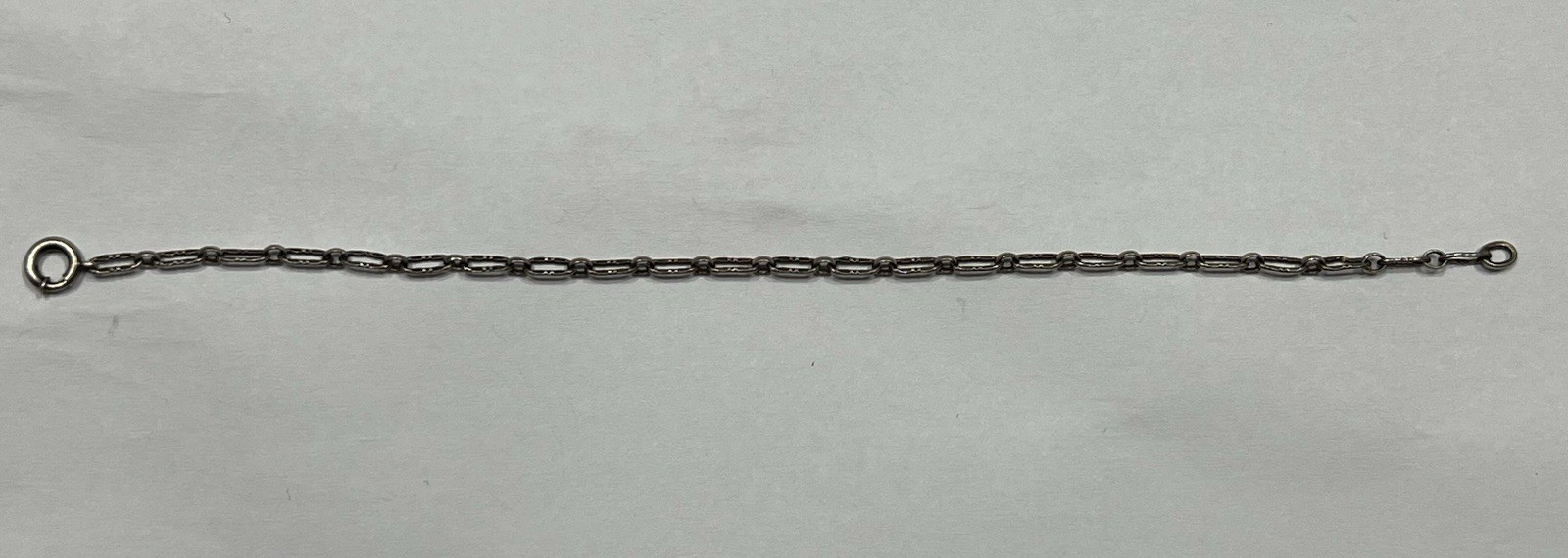 Vintage Estate Sterling Silver Bracelet 925 Ring Link 7″ Starter Charm 1.97gr US