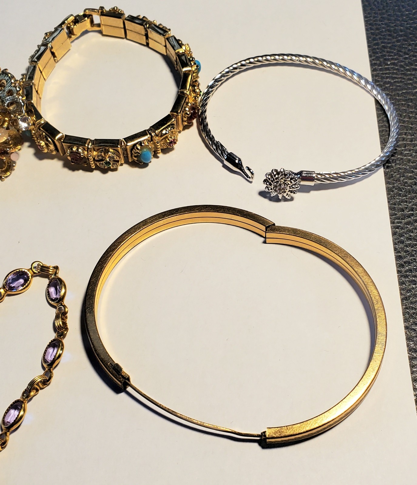 Vintage Bracelet Lot Of 6, Different Makers, Styles, Composition, Ages, Color
