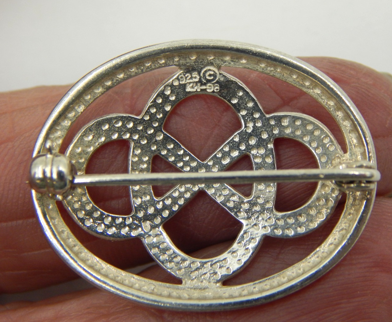 Vintage KH (Kit Heath) signed Scottish Sterling Silver Celtic Knot Brooch