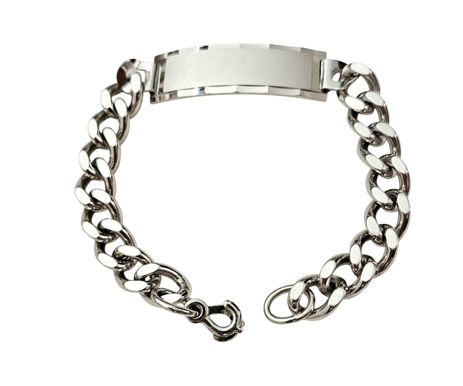 Sterling Silver Anson Cuban Chain Bracelet Sister Clasp, 8 Inches Signed
