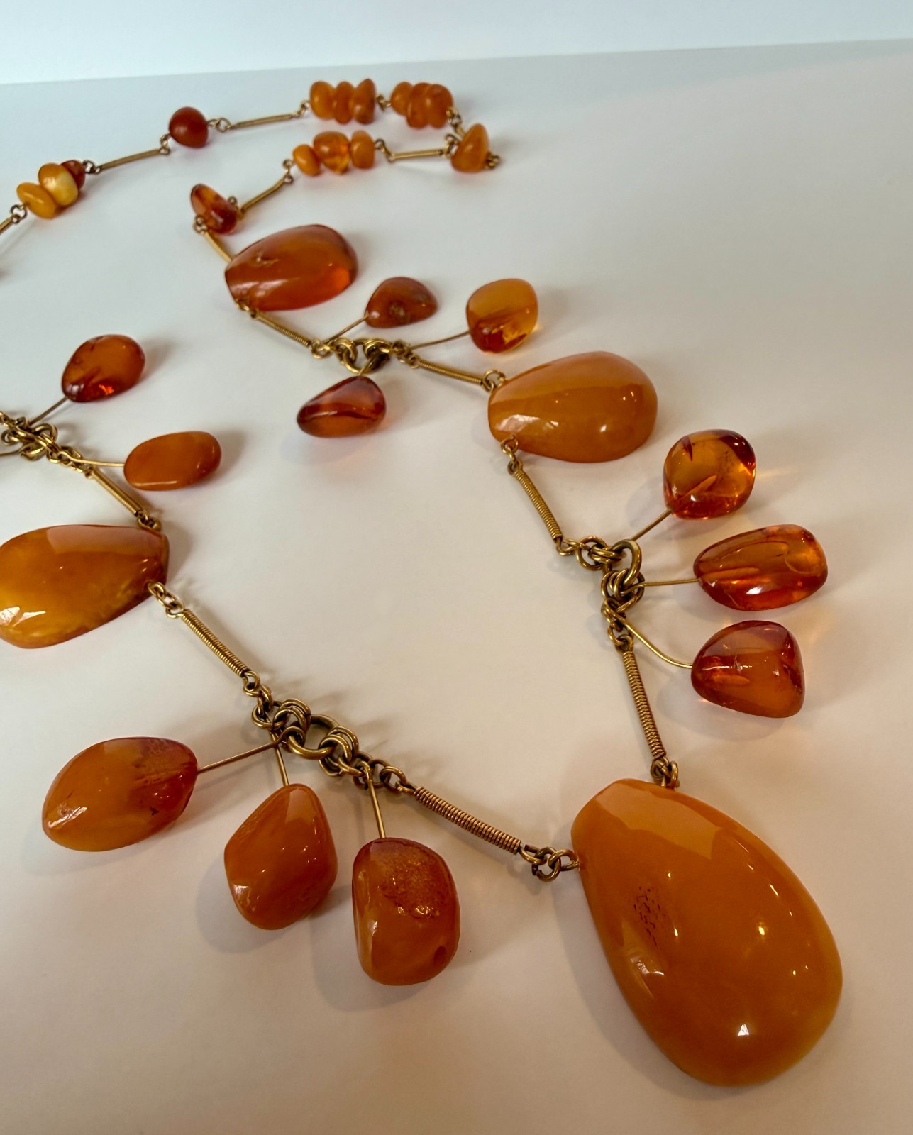 GORG Vintage Natural Egg Yolk Honey Cognac Baltic Amber Necklace 28″ EXC COND